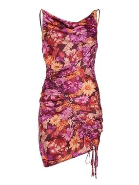 Floral Ruched Mini Dress | Cowl Neck | NWT Size Small